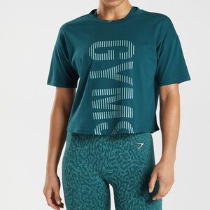 Gymshark Teal Cropped Graphic Workout Top